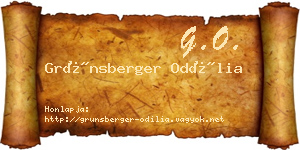 Grünsberger Odília névjegykártya